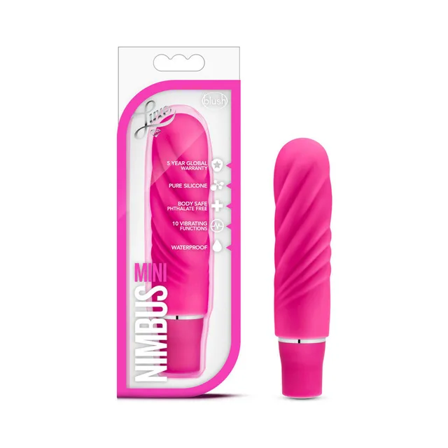 Blush Luxe Nimbus Mini pink vibrator beside retail package