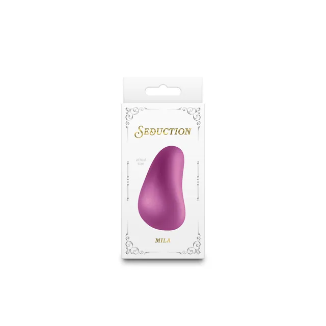 dusty rose Seduction Mila curved palm vibrator in white box