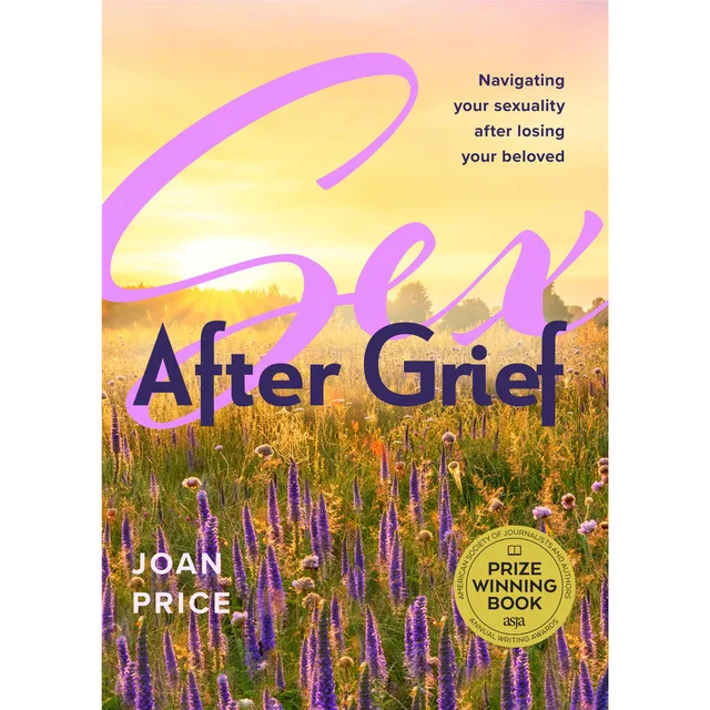 Sex After Grief paperback with yellow and purple flower-field cover