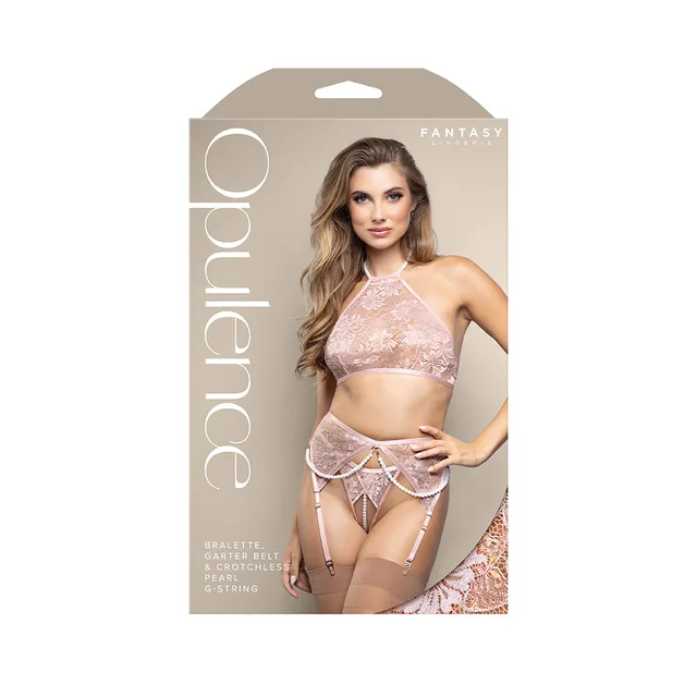 Fantasy Lingerie light pink pearl garter set S/M retail box