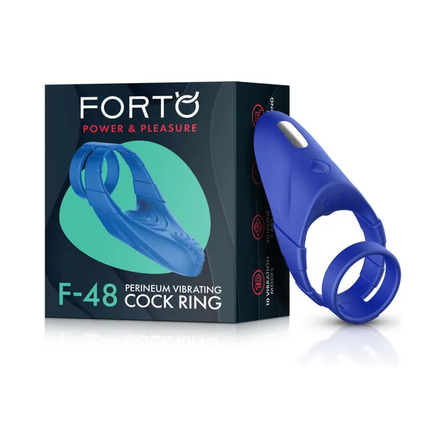 Blue Forto F-48 perineum double ring beside retail box