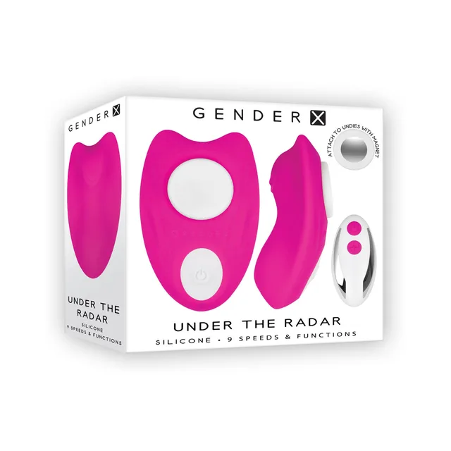 Pink Under The Radar vibrator and white remote on retail box