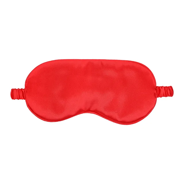 Front view of red Ouch satin blindfold with gathered elastic strap