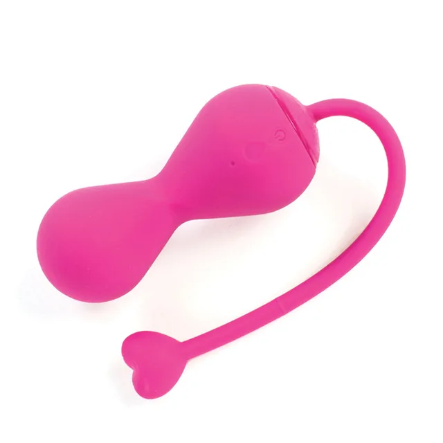 pink OhMiBod LoveLife Krush exerciser with oval body, cord and heart-shaped tab