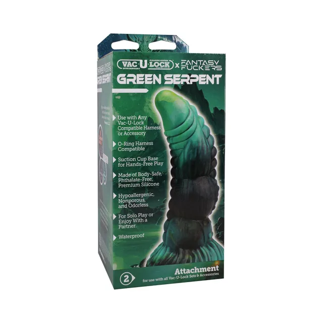 Fantasy Fuckers Green Serpent attachment in green cosmic box