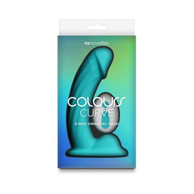 Teal NS Novelties Colours Curve 6-inch vibrating dildo visible in box