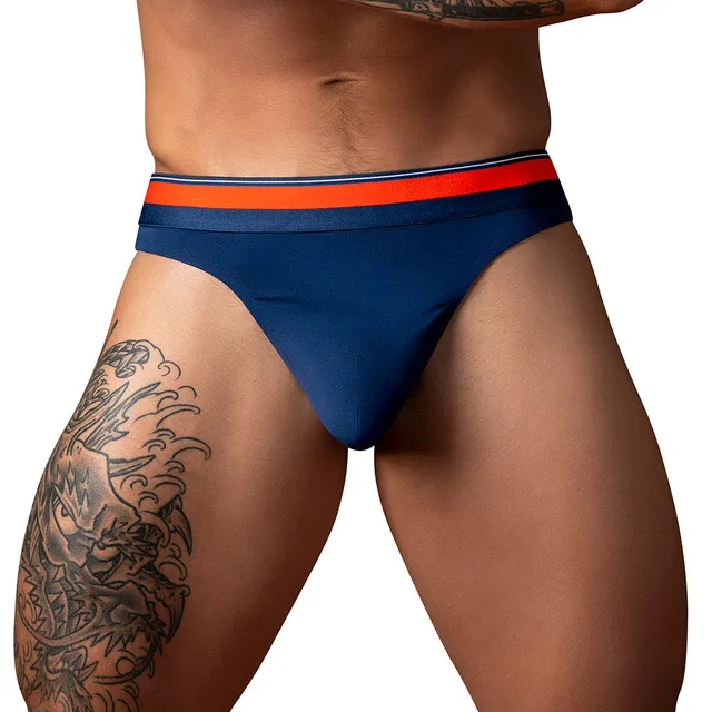Front view of Navy Male Power Soo Comfy Thong S/M