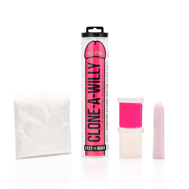 Clone-A-Willy Hot Pink Kit molding packet sleeve silicone and vibrator components