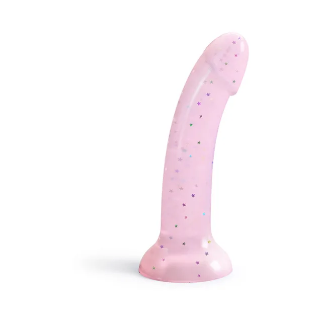 Front view of light-pink Starlight dildo with suction base