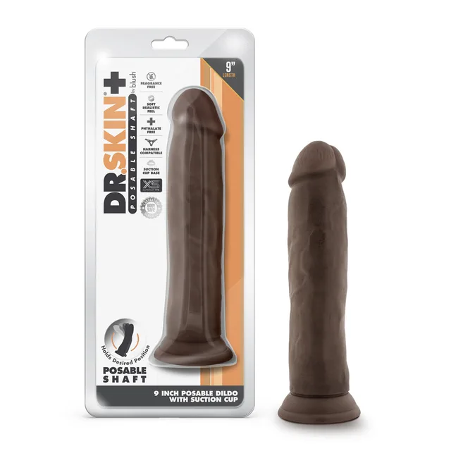 Dr. Skin Plus Thick brown 9-inch dildo with retail pack