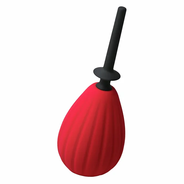 Red ribbed Prelude bulb with black tapered nozzle
