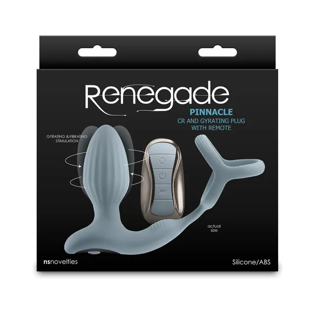 Renegade Pinnacle gray gyrating plug ring and wireless remote on box