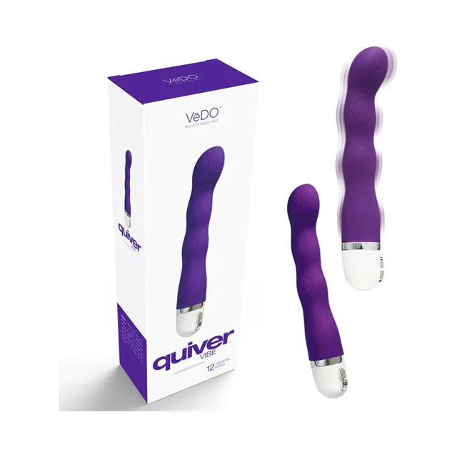 VeDO Quiver Indigo Mini Vibrator with retail box and product views