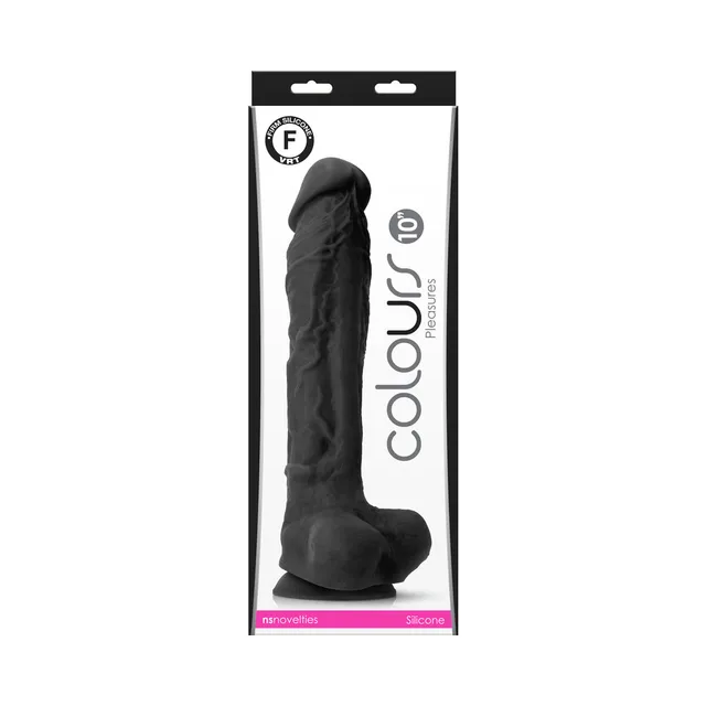 Black Colours Pleasures 10-inch dildo in tall retail box