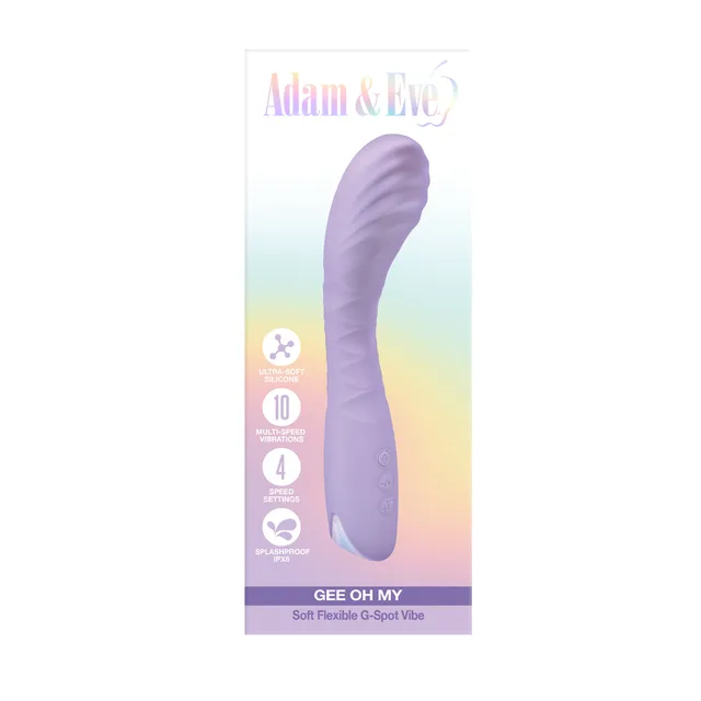 Adam and Eve Gee Oh My lilac vibrator in retail card