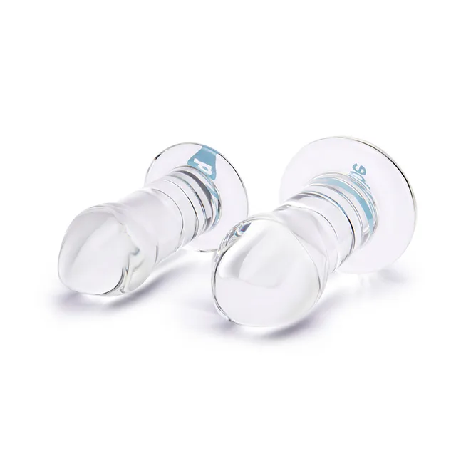 b-Vibe Intermediate glass dilator set two clear pieces resting together