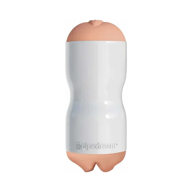 PDX Tight Grip Beige White Masturbator upright white grip shell and beige ends