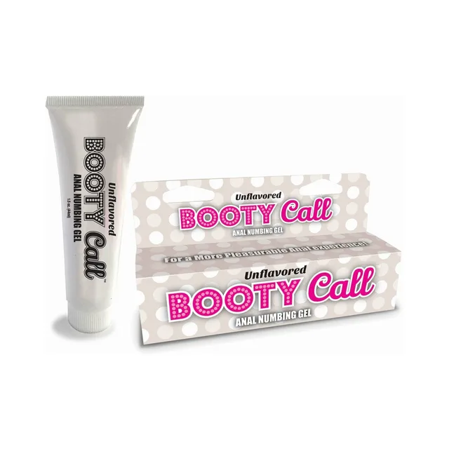 Booty Call unflavored 1.5 oz tube beside two beige retail cartons