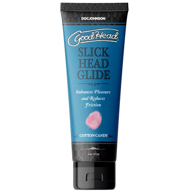Blue GoodHead Cotton Candy Glide 4 oz tube with pink candy graphic