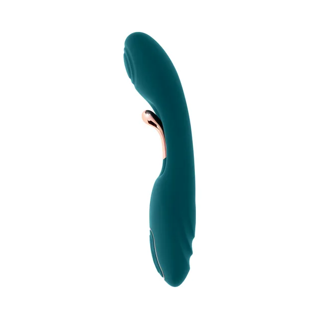 Side view of deep-teal Aurelie with curved textured tip