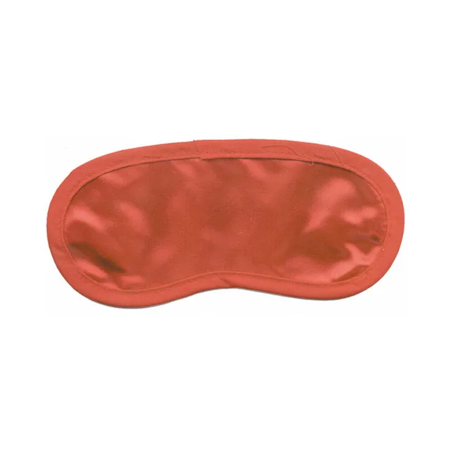 glossy red satin eye mask with rounded shape and stitched edge