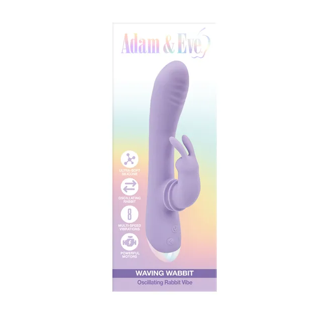 Adam and Eve Waving Wabbit lilac vibrator in retail card