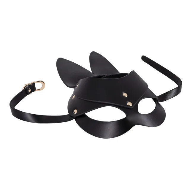 Side view of bunny mask eye openings and rear strap