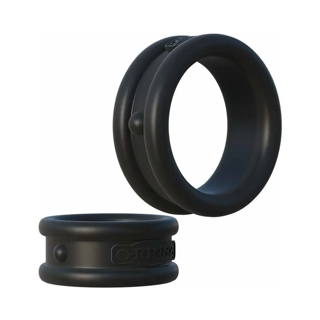 Fantasy C-Ringz Black Max-Width Rings two rings upright with wide side bands
