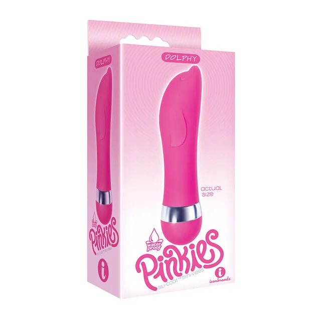 The 9's Pinkies Dolphy Hot Pink Curved Vibrator with carton