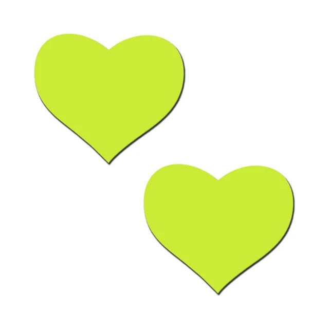 Pastease pair of neon-yellow glow-in-the-dark heart vinyl pasties