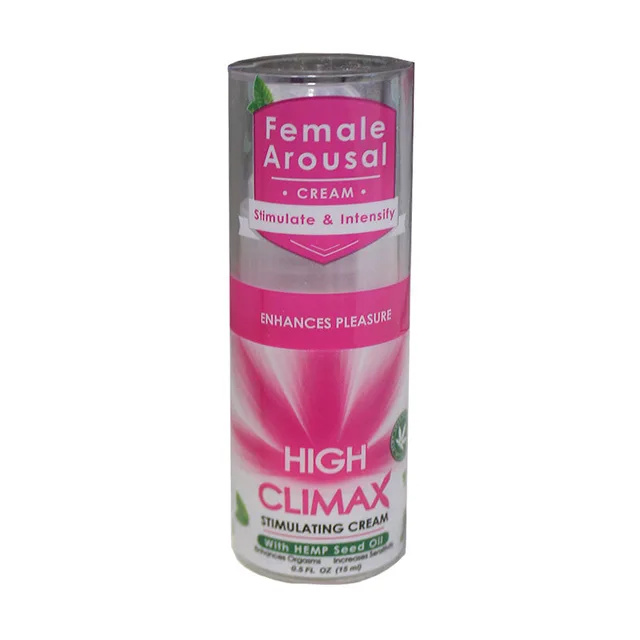 Body Action High Climax Cream 0.5 oz cylindrical pump bottle with pink label and clear cap