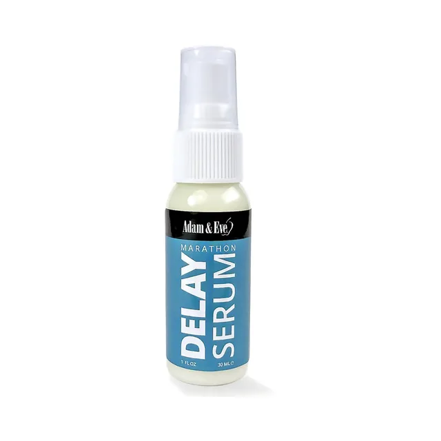 Adam and Eve Marathon Spray in clear one-ounce pump bottle