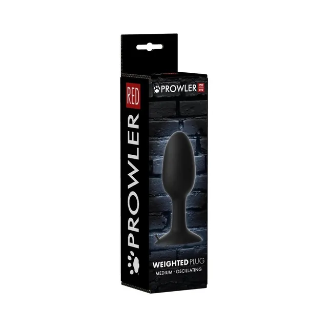 Prowler RED medium black weighted butt plug retail box