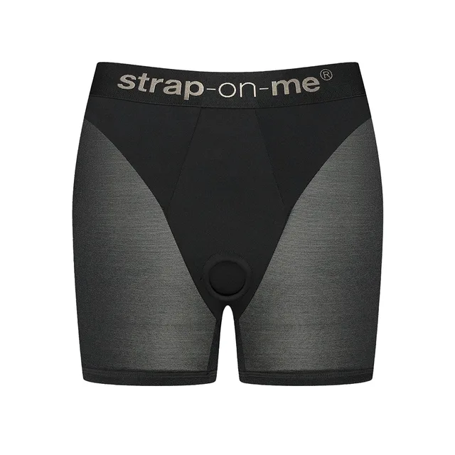 Black Strap-On-Me Lingerie Halo short-leg sheer harness in size XL