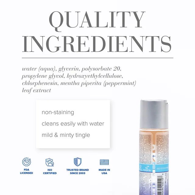 System JO H2O Anal Cooling ingredient graphic with rear bottle view