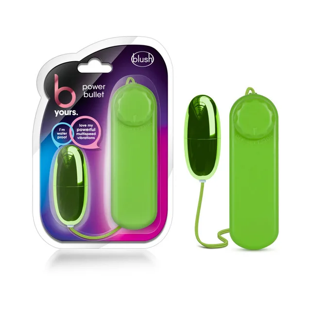B Yours Power Bullet Lime egg vibrator remote and retail package