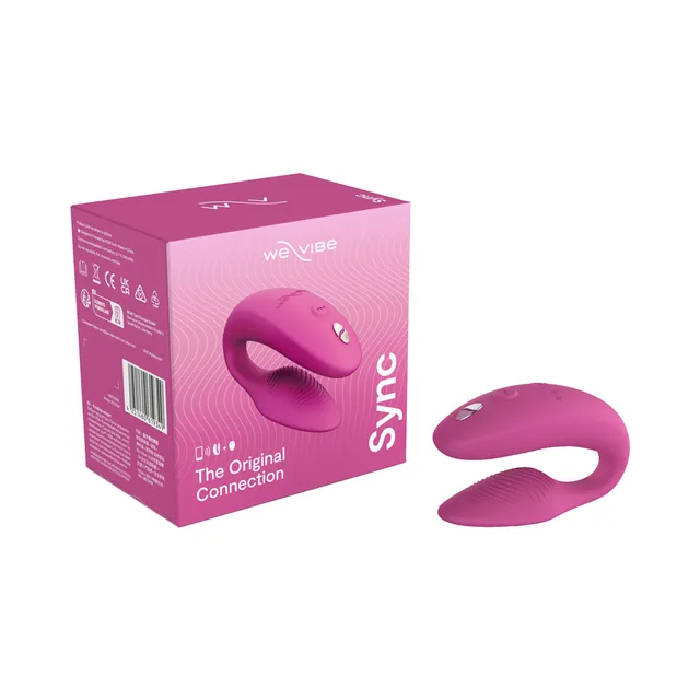 Rose We-Vibe Sync 2 couples vibrator beside pink retail box