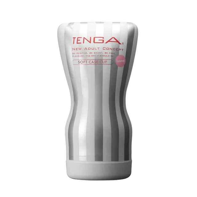 Tenga Gentle Soft Case Cup with vertical silver stripes