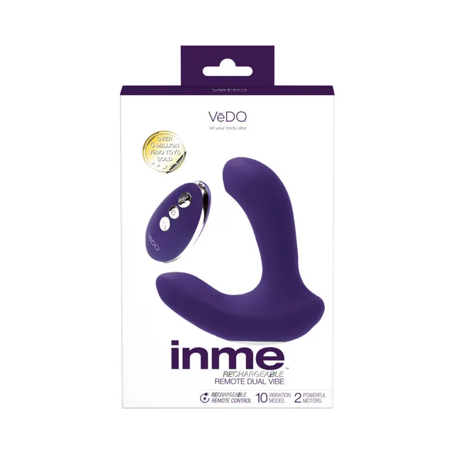 Purple VeDO Inme dual vibrator with oval remote in white box