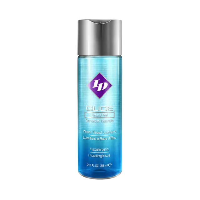 ID Glide Clear Lubricant 2.2 oz transparent bottle with silver disc-top cap