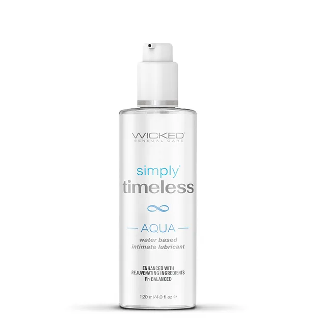 clear Wicked Simply Timeless Aqua 4 oz pump bottle on white background