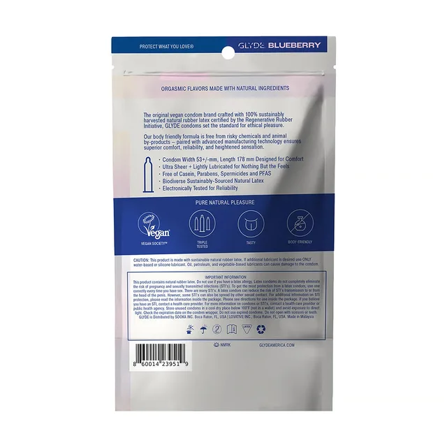 GLYDE Ultrathin Latex Condom Blueberry Flavored 12-Count