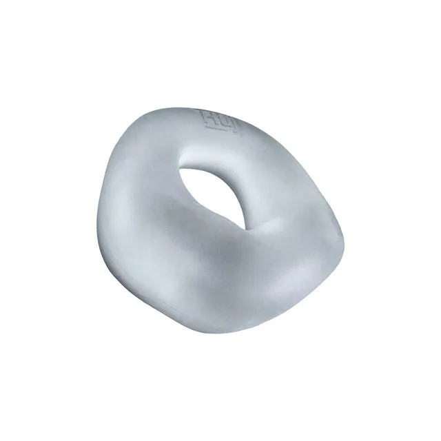Oxballs Hunkyjunk Fit Bulge Clear Steam cock ring straight front view of the rounded-square opening