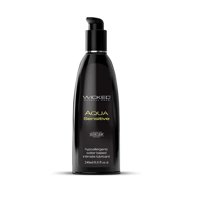 Wicked Aqua Sensitive lubricant black pump bottle front view