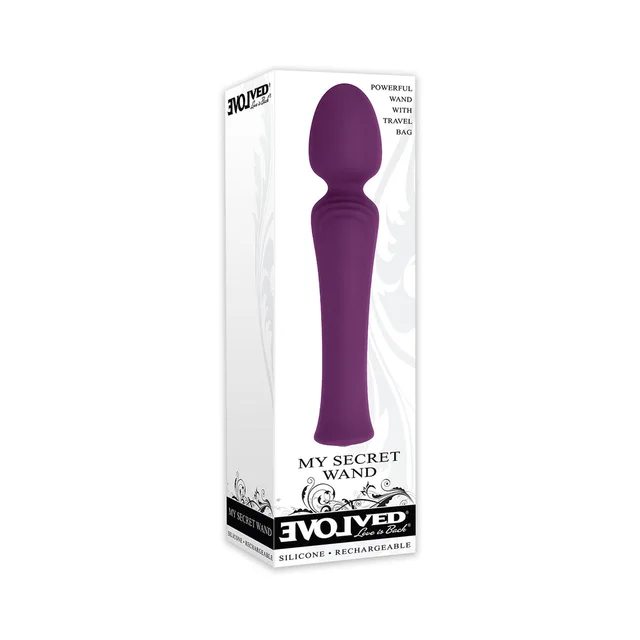 Evolved My Secret Wand purple rechargeable vibrator retail box