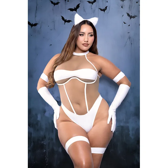 Fantasy Lingerie Play Midnight Purr 5-Piece Cat Costume Set XL/2XL