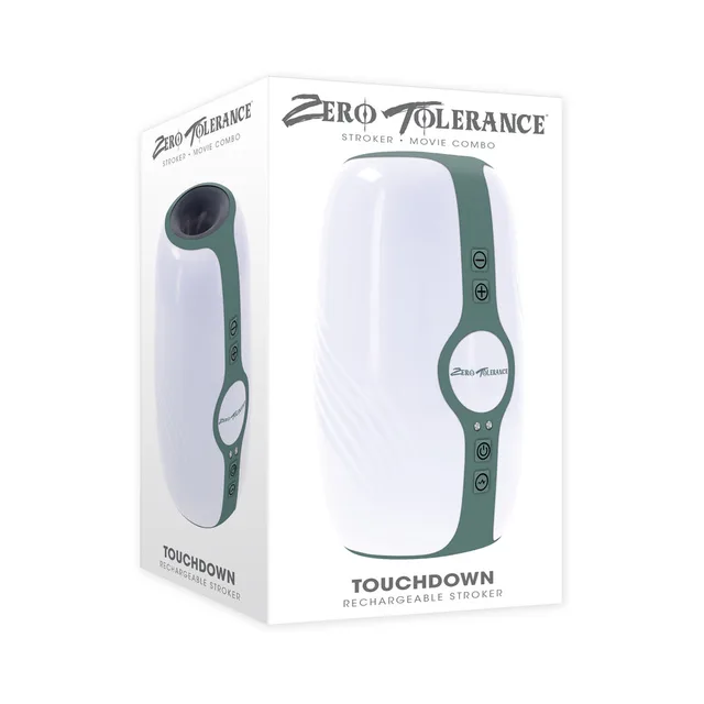 Zero Tolerance Touchdown white vibrating tightening stroker in white retail box