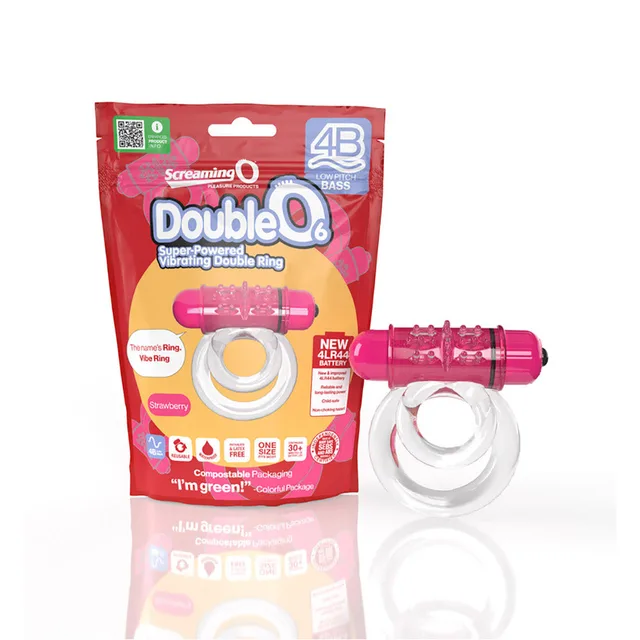 Screaming O DoubleO 6 pink double ring beside pouch