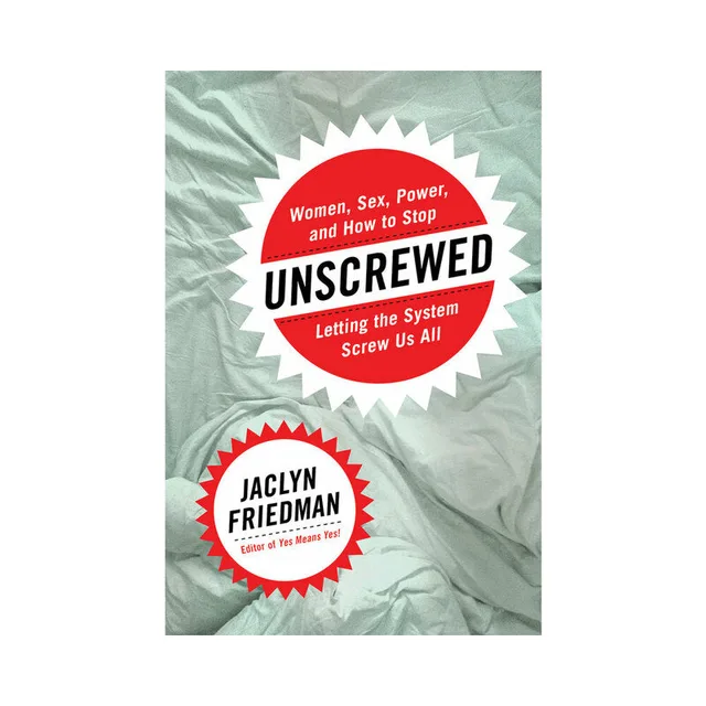 pale green Unscrewed book cover with red and black circular title labels