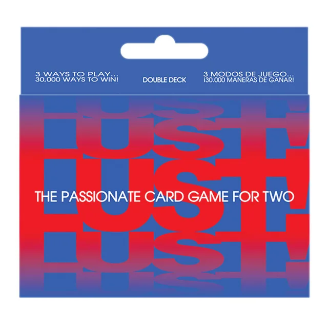 Blue-and-red Kheper Games Lust double-deck card game box marked for two players